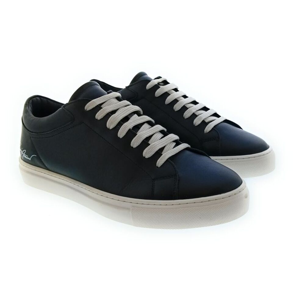 Emporio Armani Women's Black Signature Leather Sneakers